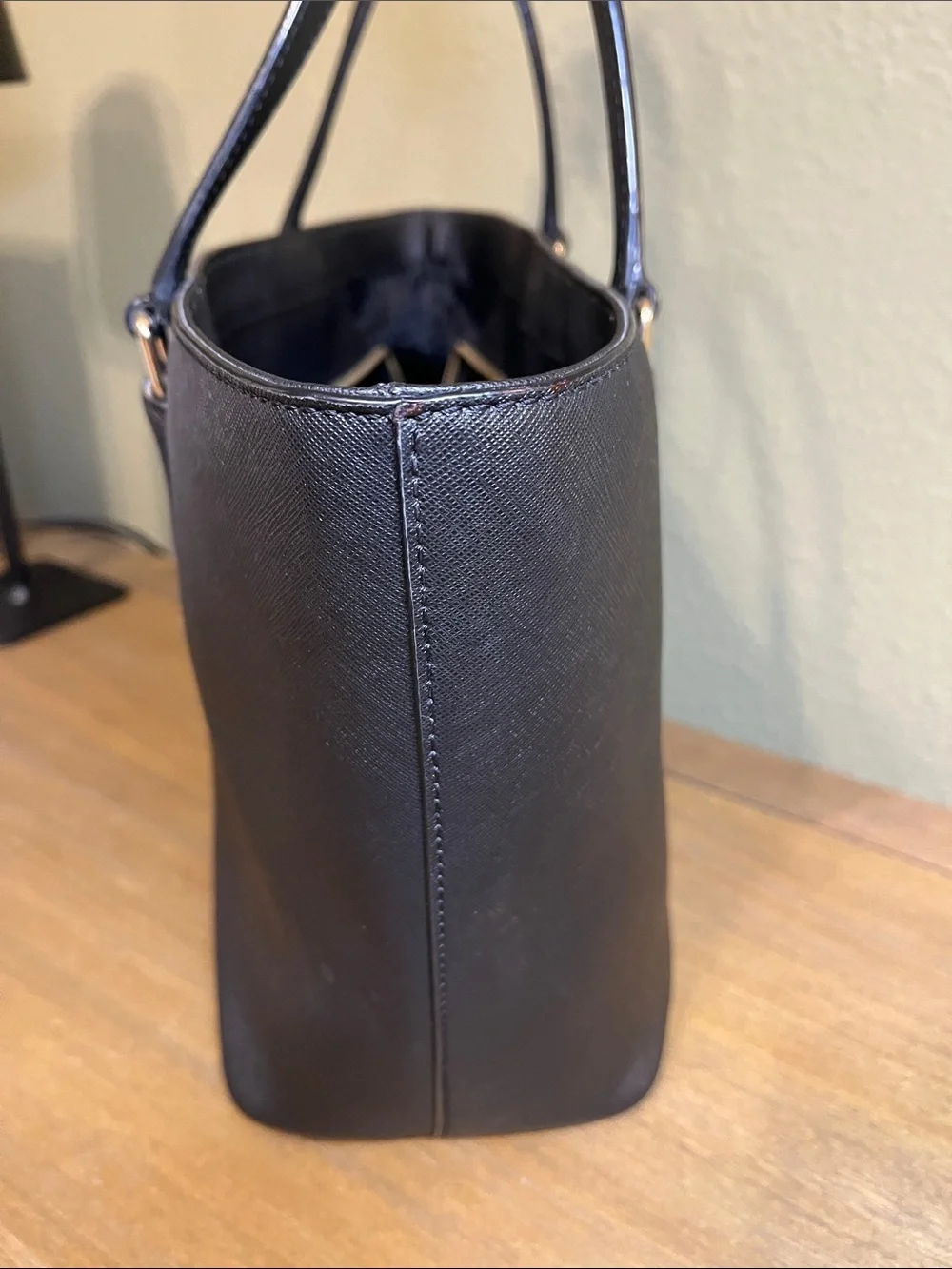 Kate Spade Black Leather Tote with Gold Hardware